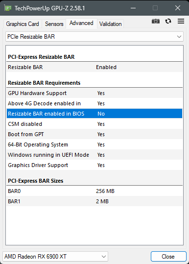 unenable Resizable bar